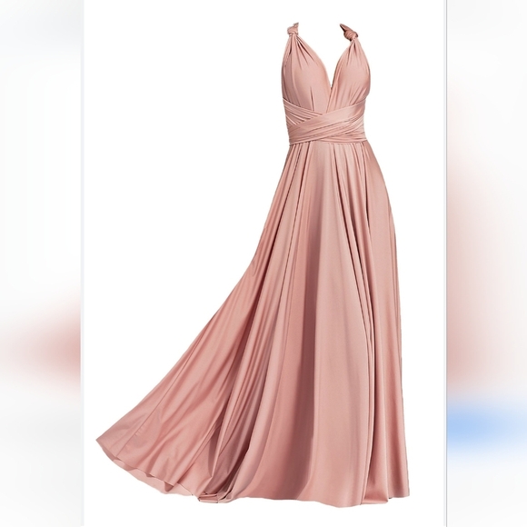 KLEINFIELD Convertible-Bodice Long Bridesmaid Dress In Blush Pink. Size M NWT - Picture 7 of 16